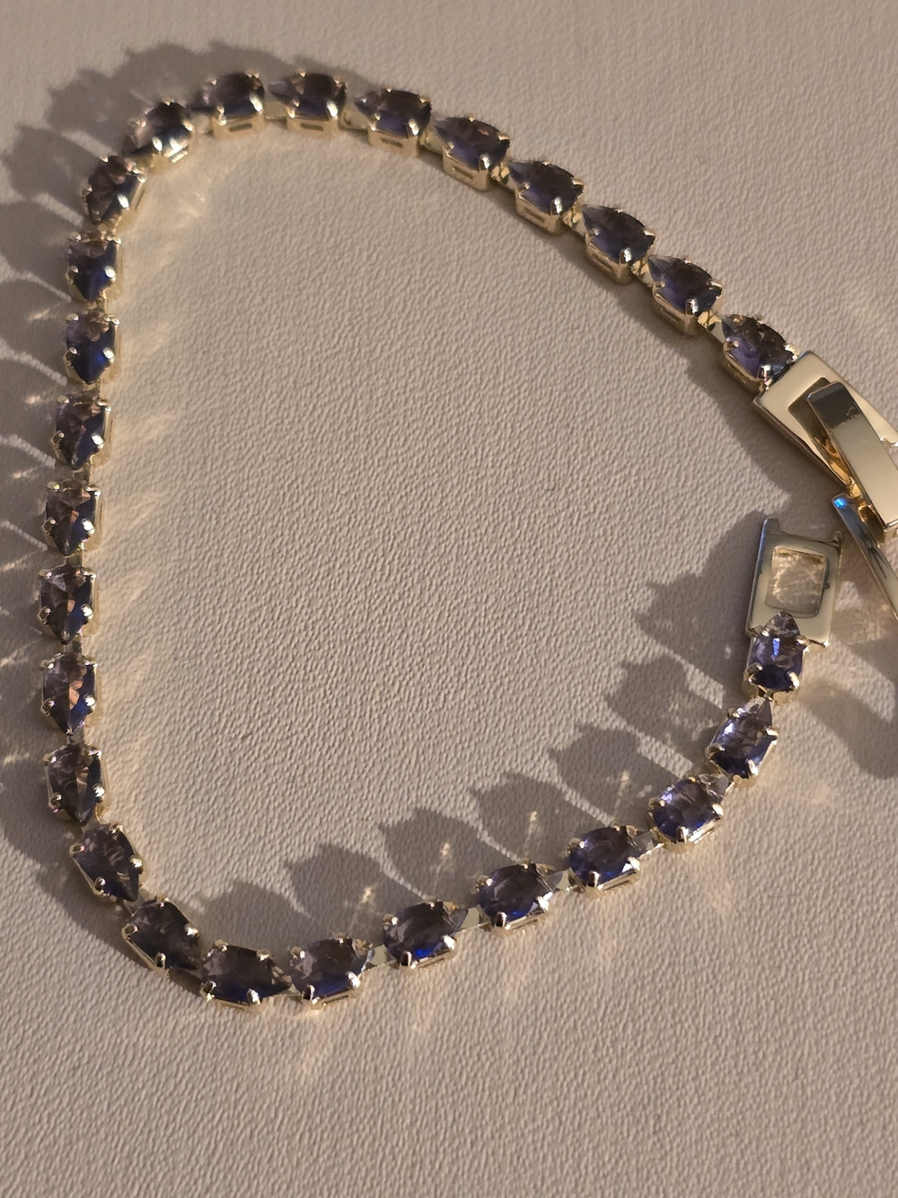 Gold Tennis Bracelet with Purple Stones - Women Jewelry